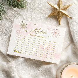 ピンクスノーフレークスガールベビーシャワーアドバイスカード 招待状