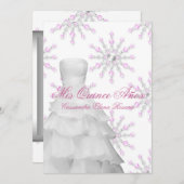 ピンクスノーフレークスピンクホワイトキンセアニェラ 招待状 (正面/裏面)