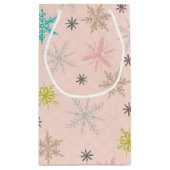 ピンクスノーフレークターコイズライムグリーングレー スモールペーパーバッグ (裏面)