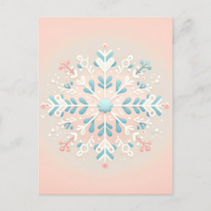 ピンクスノーフレークチャームベビーガールシャワーの招待 ポストカード