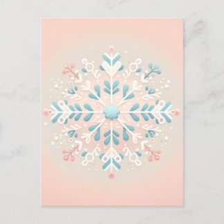 ピンクスノーフレークチャームベビーガールシャワーの招待 ポストカード