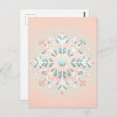 ピンクスノーフレークチャームベビーガールシャワーの招待 ポストカード (正面/裏面)