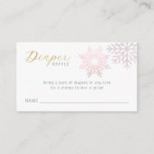 ピンクスノーフレークベビーおむつラッフルカード エンクロージャーカード (正面)