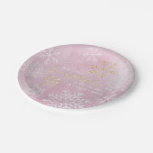 ピンクスノーフレークベビーシャワー紙プレート ペーパープレート (アングル)