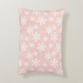 ピンクスノーフレークホリデークリスマスガールフェミニン アクセントクッション (裏面(縦))