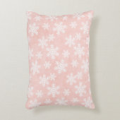 ピンクスノーフレークホリデークリスマスガールフェミニン アクセントクッション (正面(垂直))