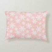 ピンクスノーフレークホリデークリスマスガールフェミニン アクセントクッション (裏面)