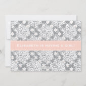 ピンクスノーフレークモバイルクリブベビーシャワー招待状 招待状 (裏面)