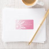 ピンクスノーフレーク冬の結婚式ありがとうメッセージカード ラベル (インサイチュ)