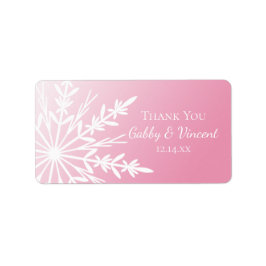 ピンクスノーフレーク冬の結婚式ありがとうメッセージカード ラベル