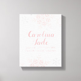 ピンクスノーフレーク子供部屋ベビー統計ウォールアート キャンバスプリント