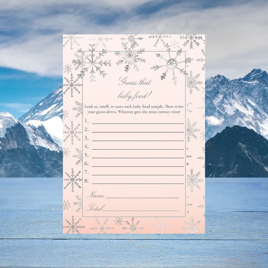 ピンクスノーフレーク推測そのベビーフードシャワーゲーム 招待状