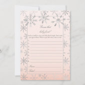 ピンクスノーフレーク推測そのベビーフードシャワーゲーム 招待状 (正面)