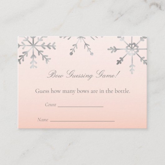 ピンクスノーフレーク推測伯爵ベビシャワーゲーム エンクロージャーカード (正面)
