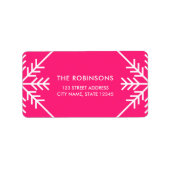 ピンクスノーフレーク縁ど差出人住所 ラベル (正面)