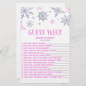 ピンクスノーフレーク誰を当てろ！赤ちゃんシャワーゲーム 便箋 (正面/裏面)