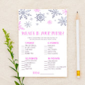 ピンクスノーフレーク財布の赤ちゃんシャワーゲームの中に何がある 便箋