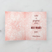 ピンクスノーヘルシーホリデークリスマス カード (内部)