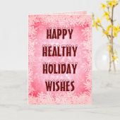 ピンクスノーヘルシーホリデークリスマス カード (黄色い花)