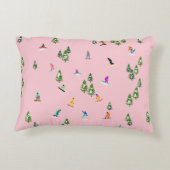 ピンクスノーボーダーズスノーボードイラストレーション アクセントクッション (裏面)