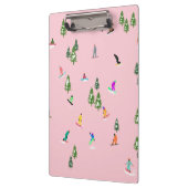 ピンクスノーボーダーズスノーボードイラストレーション クリップボード (左)