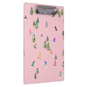 ピンクスノーボーダーズスノーボードイラストレーション クリップボード (右)