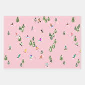 ピンクスノーボーダーズスノーボードイラストレーション ラッピングペーパーシート (正面2)