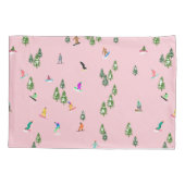 ピンクスノーボーダーズスノーボードイラストレーション 枕カバー (裏面)