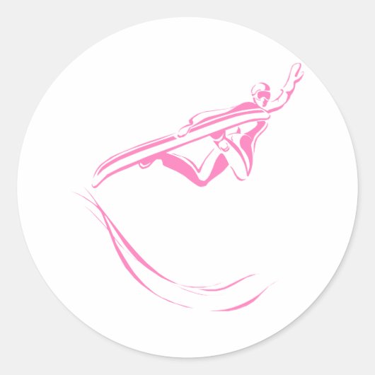 ピンクスノーボード ラウンドシール (正面)