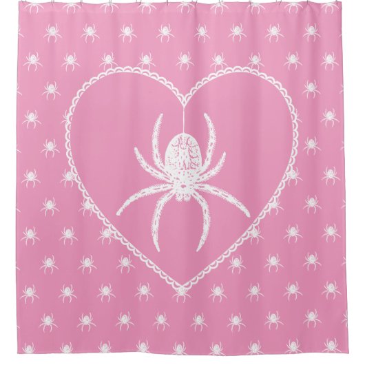 ピンクスパイダーハート シャワーカーテン (正面)