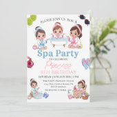 ピンクスパパーティーの少女の8歳の誕生日招待状 招待状 (スタンド正面)
