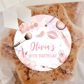 ピンクスパパーティーグラムガールメイクアップバースデーパーティー ラウンドシール