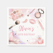 ピンクスパパーティーグラムガールメイクアップ誕生日ナプキンス スタンダードカクテルナプキン (正面)