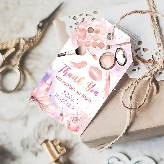 ピンクスパパーティーグラムメイクアップ誕生日ギフトラベル ギフトタグ