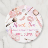 ピンクスパパーティーグリッツグラムメイクアップ誕生日シール フェイバータグ (正面)