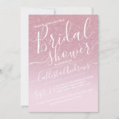 ピンクスパフェイクークリーグリッターグラデーションブライダルシャワー 招待状 (正面)
