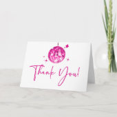 ピンクスパークリディスコボール誕生日パーティー サンキューカード (正面)