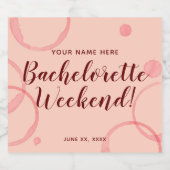 ピンクスパークリングワインボトルラベル ブライズメイドウィークエンド スパークリングワインラベル (シングルラベル)