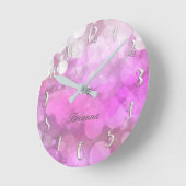 ピンクスパークリーグリッター《写真》ぼけ味カスタム ラウンド壁時計 (傾斜)