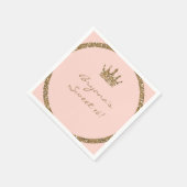 ピンクスパークリー金ゴールドグリッタースウィート16プリンセスクラウン スタンダードカクテルナプキン (角)