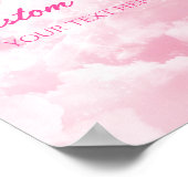 ピンクスパークリー雲パーティーカスタム文字標識 ポスター (角)