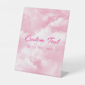 ピンクスパークリー雲パーティーカスタム文字 台座サイン (正面)