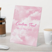 ピンクスパークリー雲パーティーカスタム文字 台座サイン (インサイチュ)