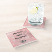 ピンクスパークリー霊気パーソナライズされた開業医 ガラスコースター (アングル)