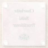 ピンクスパークリー霊気パーソナライズされた開業医 ガラスコースター (裏面)