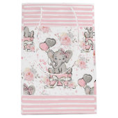 ピンクスパークルエレファント抱き枕 ミディアムペーパーバッグ (正面)