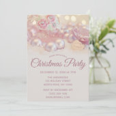 ピンクスパークルオーナメント クリスマス パーティー 招待状 (スタンド正面)