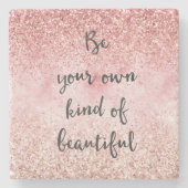 ピンクスパークルガーリーグリズジーグラムグリッタービューティフル ストーンコースター (正面)