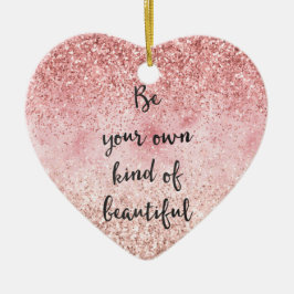 ピンクスパークルグリッガーリージーグラムグリッタービューティフル セラミックオーナメント
