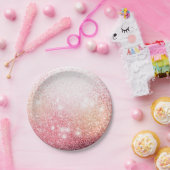 ピンクスパークルグリッターデザイン ペーパープレート (パーティー)